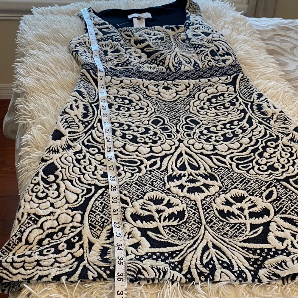 Anthropologie Black Ivory Jacquard Dress Size S Structured Fit & Flare NWT - Picture 9 of 13